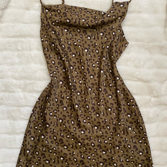 animal print satin cowl neck dress - Picture 1 of 2
